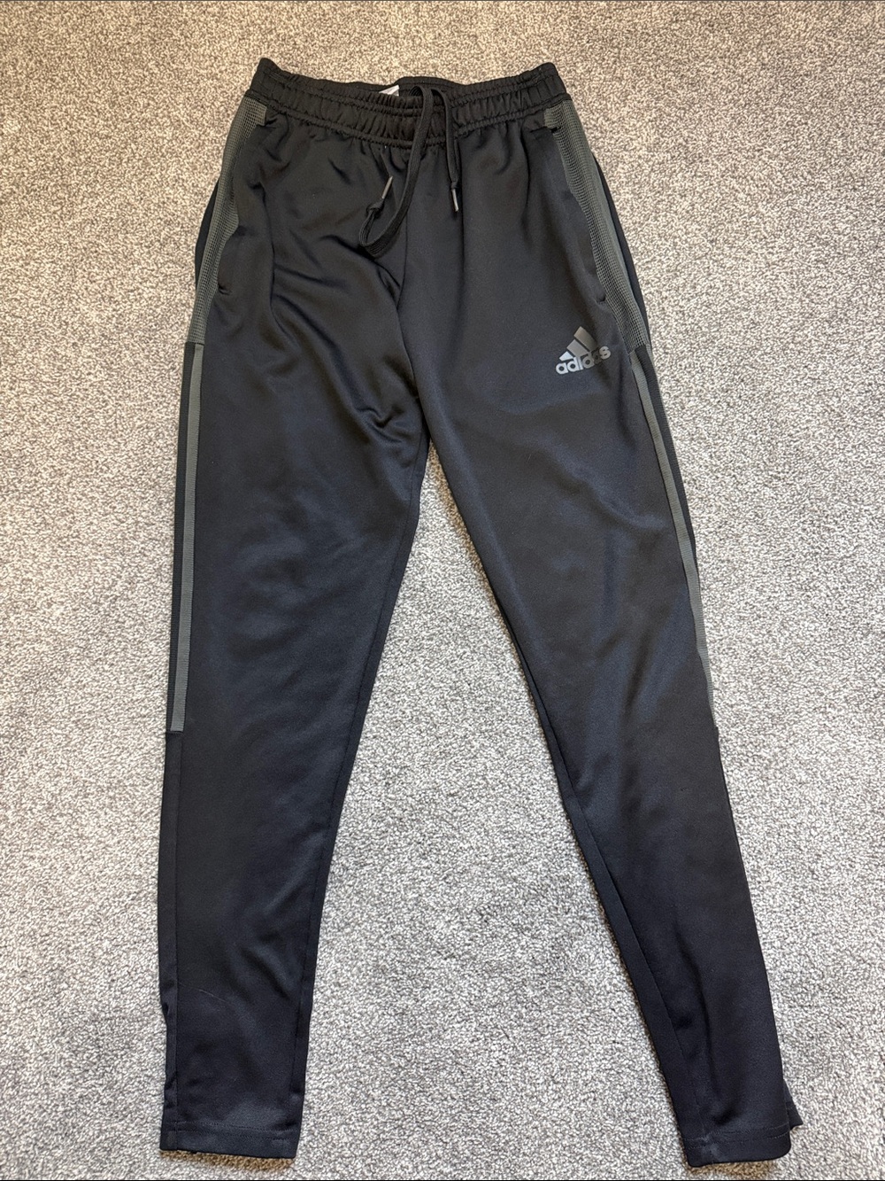 adidas Black Men's Jogger Soccer Sweatpants with Gray Side Stripes